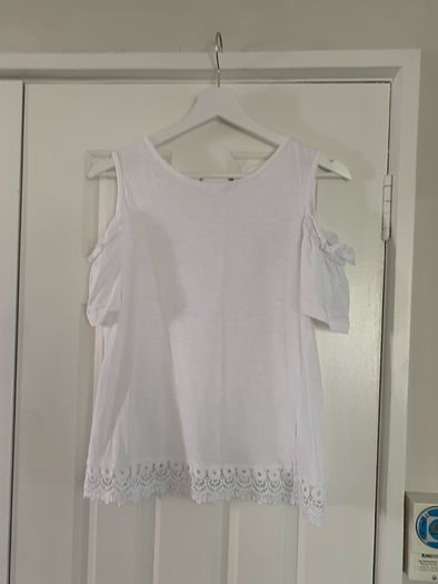 White Lace Cold Shoulder Top