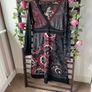 dress 100% cotton black patterned dress v neckline & long sleeves size small Image 2