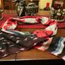 SAMOON SCARF in red light grey black white and blue Image 2