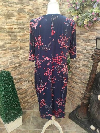Anthology navy floral stretch pencil Occasion dress size 16 Postage included