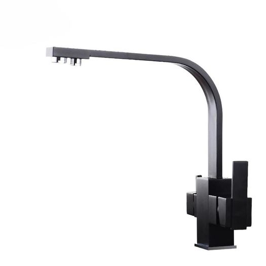 Square 3 Way Faucet Brass Black
