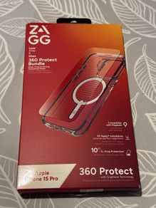 Zagg case+screen protector bundle for iPhone 15 pro.