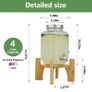 Brand New 4L Glass Drinks Dispenser with Faucet, Water Dispenser with Bamboo Stand, Image 2