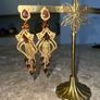 Brown and Gold Crystal Drop Earrings Image 4
