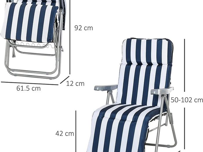 Set of 2 Garden Patio Outdoor Sun Recliners Loungers Folding Foldable Multi Position Relaxers Chairs with Cushions Fire Retardant Sponge (FREE POSTAGE)