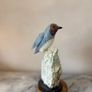 Hand-Carved Blue Chalcedony Songbird on Natural Amazonite Matrix Base Image 4