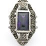 1930s Art Deco Silver Marcasite Cocktail Ring Image 2