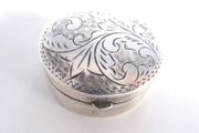 Sterling silver etched pill pot
