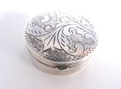 Sterling silver etched pill pot
