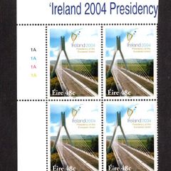 2004 Ireland Ireland's Presidency of the European Union Commemorative Stamp Plate Block 1A1A1A1A Mint Never Hinged (MNH)