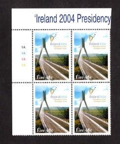 2004 Ireland Ireland's Presidency of the European Union Commemorative Stamp Plate Block 1A1A1A1A Mint Never Hinged (MNH)