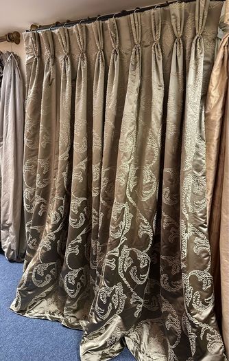 Stunning Bespoke Satin Silk Interlined Curtains 114"/290cm Wide x 88"/224cm Drop