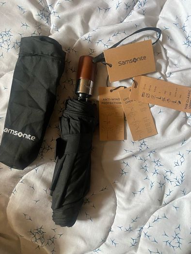 Samsonite umbrella WOOD CLASSIC auto open close wind protection brand new