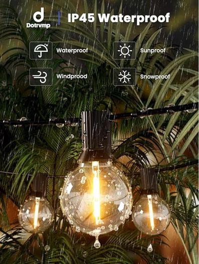 150FT/45M Festoon Lights with Shatterproof G40 Vintage Edison Bulbs, Garden Lights Waterproof for Porch, Deck, Garden, Backyard, Balcony, 2700K Warm White