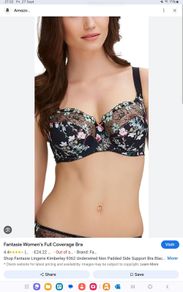 Fantasie Kimberley - Underwired Side Support Bra 30F and Briefs XS - Black Floral - BNWT RRP 58