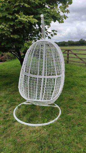 Hanging Egg Chair Rattan Style Cushion & Metal