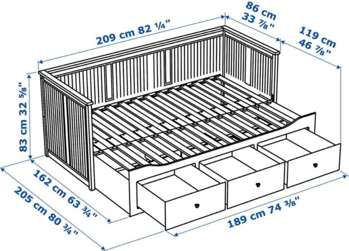 Selling HEMNES IKEA day bed in great condition, used once, slides from a couch to a double BED. Mattress included, and comes with 3 storage drawers