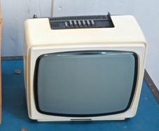 Mid-20th Century Black + White Portable Television