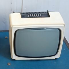 Mid-20th Century Black + White Portable Television