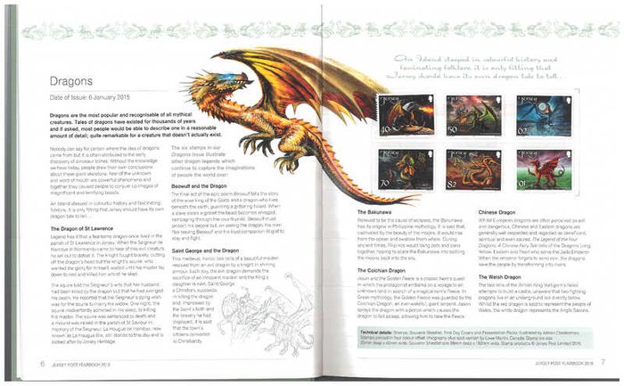 2015 Jersey Stamp Year Book (hardback) issued by Jersey Post includes 28 images of contents