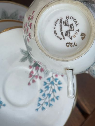 Vintage Royal Tara Fine Bone China Tea Set Floral Pattern & Gold Rim (Made in Ireland)