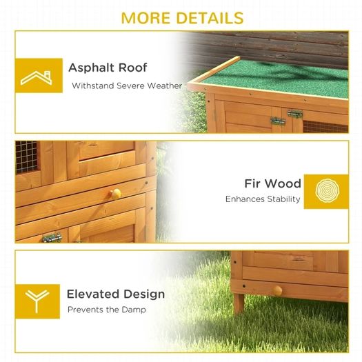 2-Tier Wooden Rabbit Hutch Guinea Pig Hutch Duck House Double Decker Pet Cage with Sliding Tray