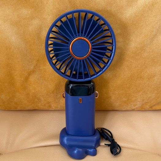 Portable LED Digital Display Handheld Fan (Blue) 5 Speed