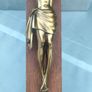 16" Mid Century Brass Christ on Mahogany cross Image 4