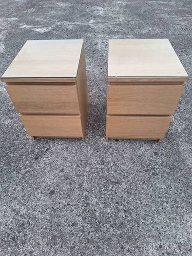 Two lovely bedside lockers with glass tops