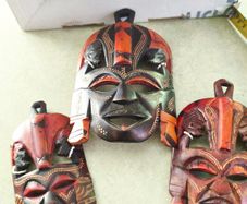 Set Of 3 Vintage African Mask Hand Made At Eastern Art Arcade One Is 8 Inches The Other A About 5 Inches Is Wall Deceore.