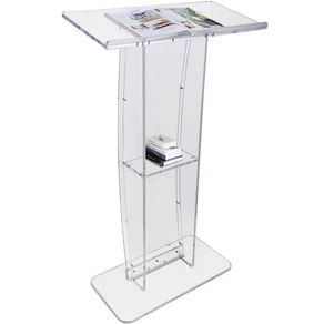 Acrylic Podium, 119 cm Tall, Clear Acrylic Podium Stand with Wide Reading Surface & Storage Shelf, Floor-standing Clear Pulpits Acrylic for Church