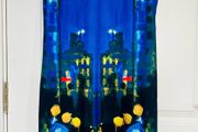 dress Size S (8/10) Smashed Lemon Amsterdam Blue Abstract City Print V-Neck Lined Dress