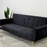 Luxury Velvet Sofa Bed with Golden Legs black Image 3