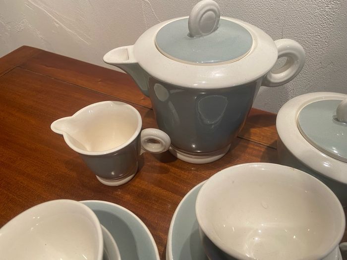 27 piece vintage French coffee set c.1930s,in sage green