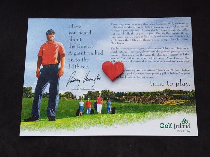 Ireland Postcard : Golf Ireland " 3 Irish Open " Padraig Harrington , Time to Play Postcard - 2010