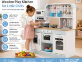 Wooden Kids Play Kitchen with Lights and Sounds White