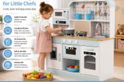 Wooden Kids Play Kitchen with Lights and Sounds White