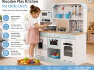 main image for ad Wooden Kids Play Kitchen with Lights and Sounds White