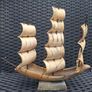 Vintage handmade Bull horn model Sailing Boat Image 8