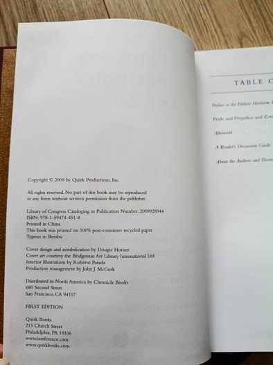 Pride Prejudice and Zombies by Jane Austen and Seth Graham Smith 2009 hardback in good condition with FREE STANDARD POSTAGE INCLUDED