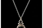 Vintage Sterling Silver Onyx Pendant Necklace