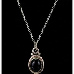 Vintage Sterling Silver Onyx Pendant Necklace