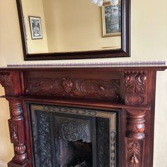 Wood Fireplace with insert and mirror