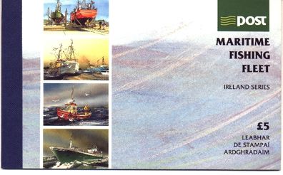1991 Ireland Maritime Fishing Fleet Stamp Booklet Mint Never Hinged (MNH). Hibernian HB38. Ad shows photos of panes included