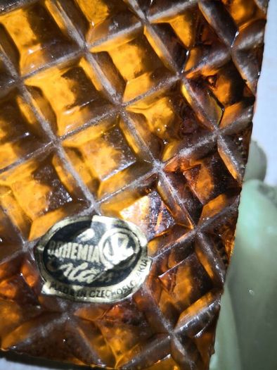 Vintage Bohemian amber glass box