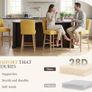 Set of 2 Wooden Bar Stools - Padded Linen Seat - Backrest & Footrest - Yellow Image 5