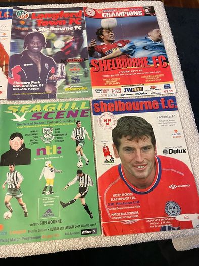 League of Ireland soccer programmes mostly Shelbourne any 5 for 10 euro