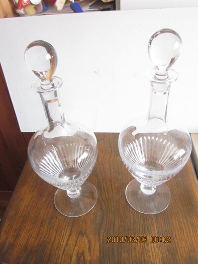 Pair of Vintage Tipperary Crystal Decanters 15"