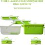12in Three-Layer Multipurpose Storage Box Organizer Folding Tool Box / Art & Crafts Case / Sewing Supplies Organizer / Medicine Box / Family First Aid Box with 2 Trays (Green) Image 2