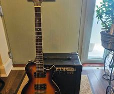Aria electric guitar with Zoom Fire-15 Amp